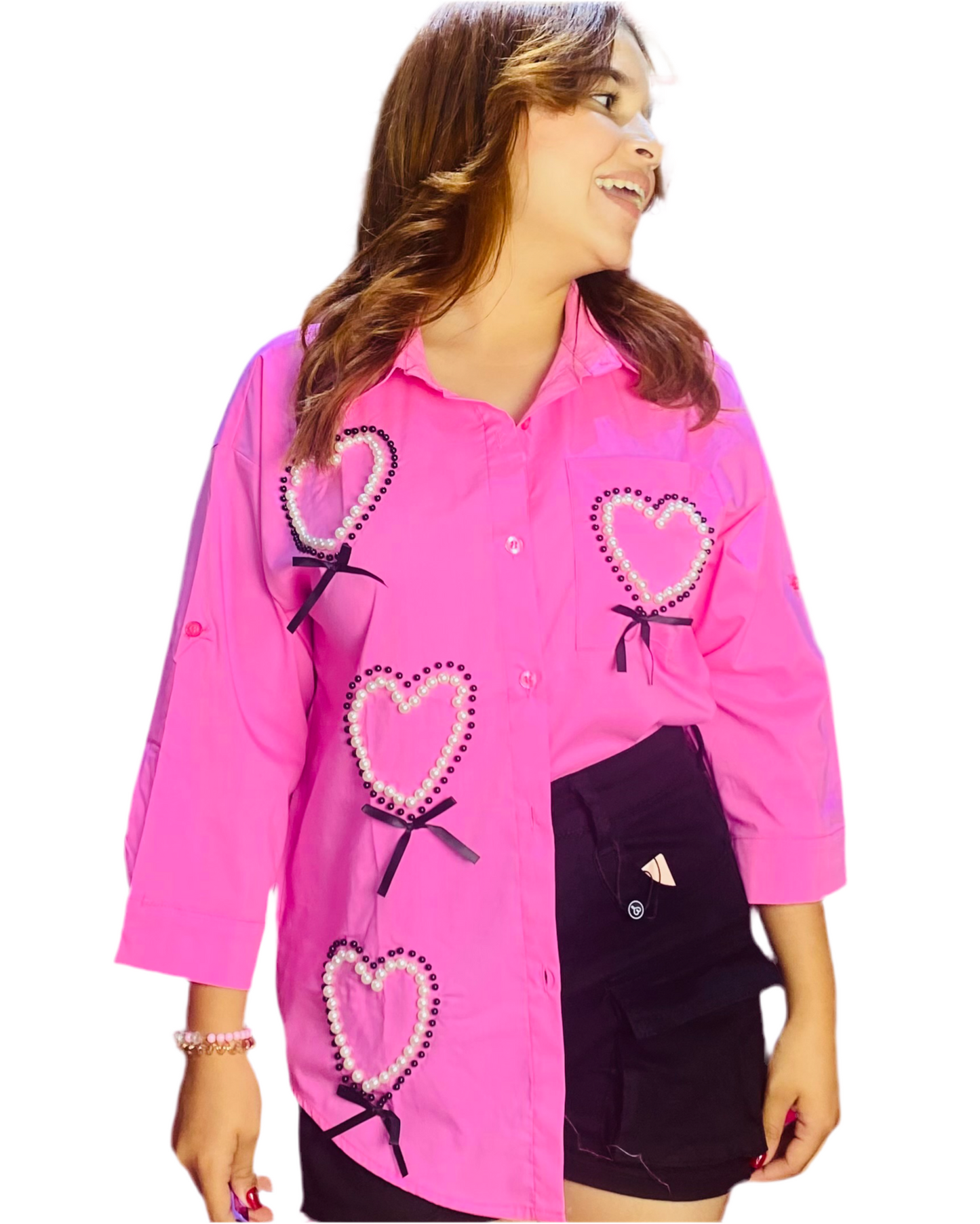 Camisa Blusa Dama manga larga con chongos rosada CTD1198-16 690425