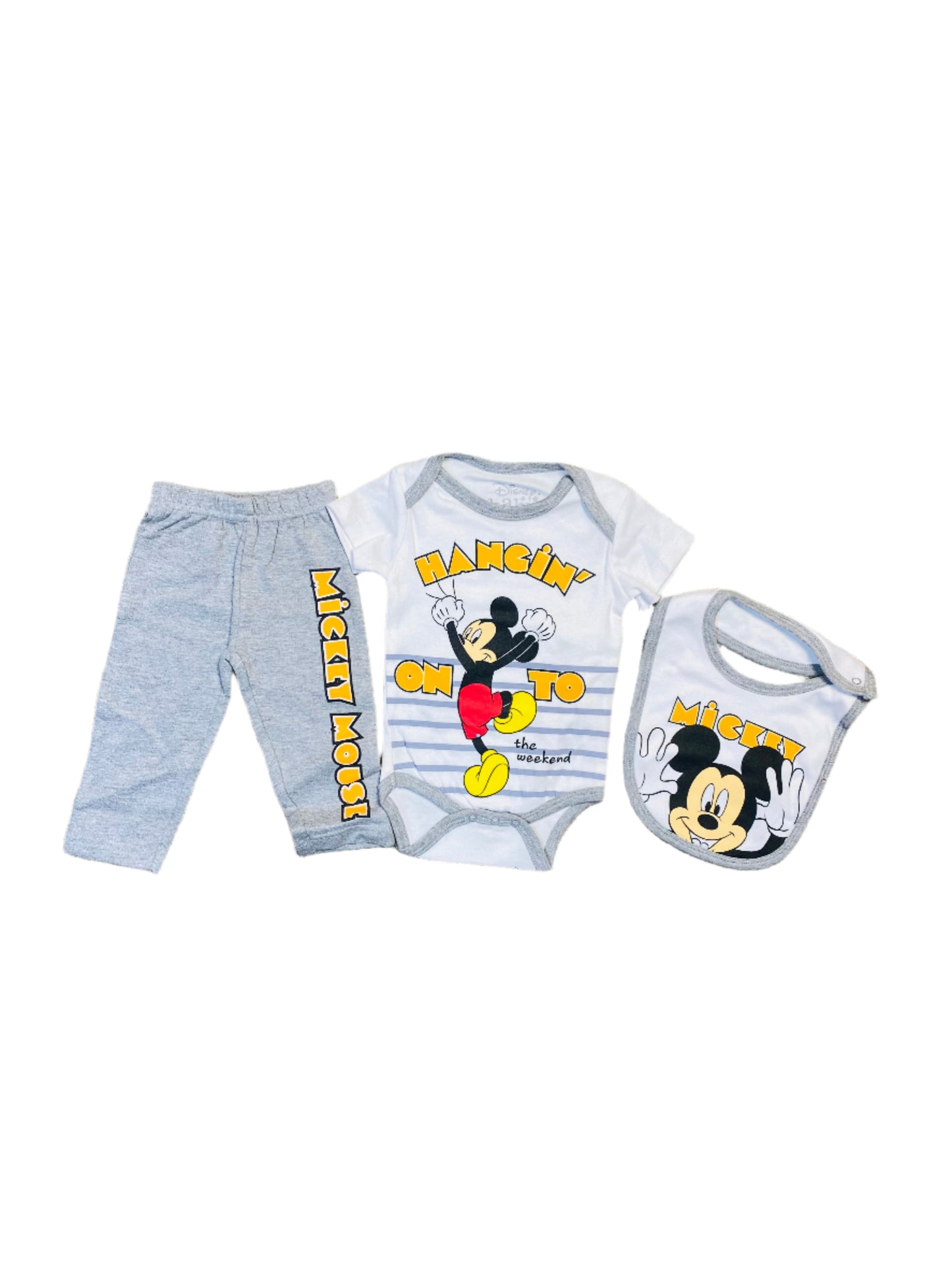 Set Conjunto 3 Piezas para bebé Mickey rojo azul gris 0/6M-18/24M D9-MK-1110B 590315