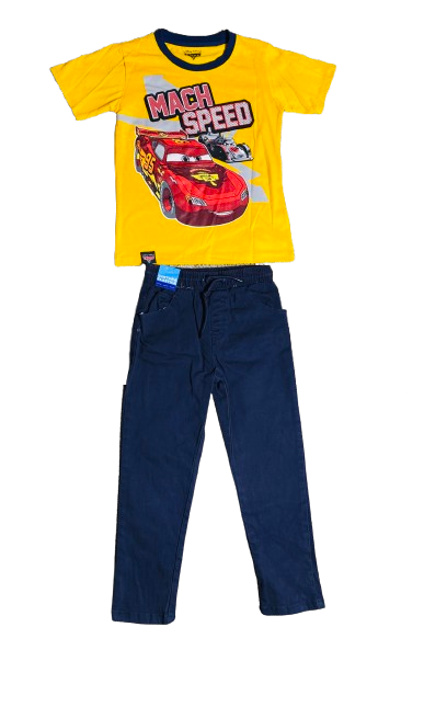 Set conjunto dos piezas cars camisa y pantalon 2 a 8 años A9-C3-184N 425385 amarilla