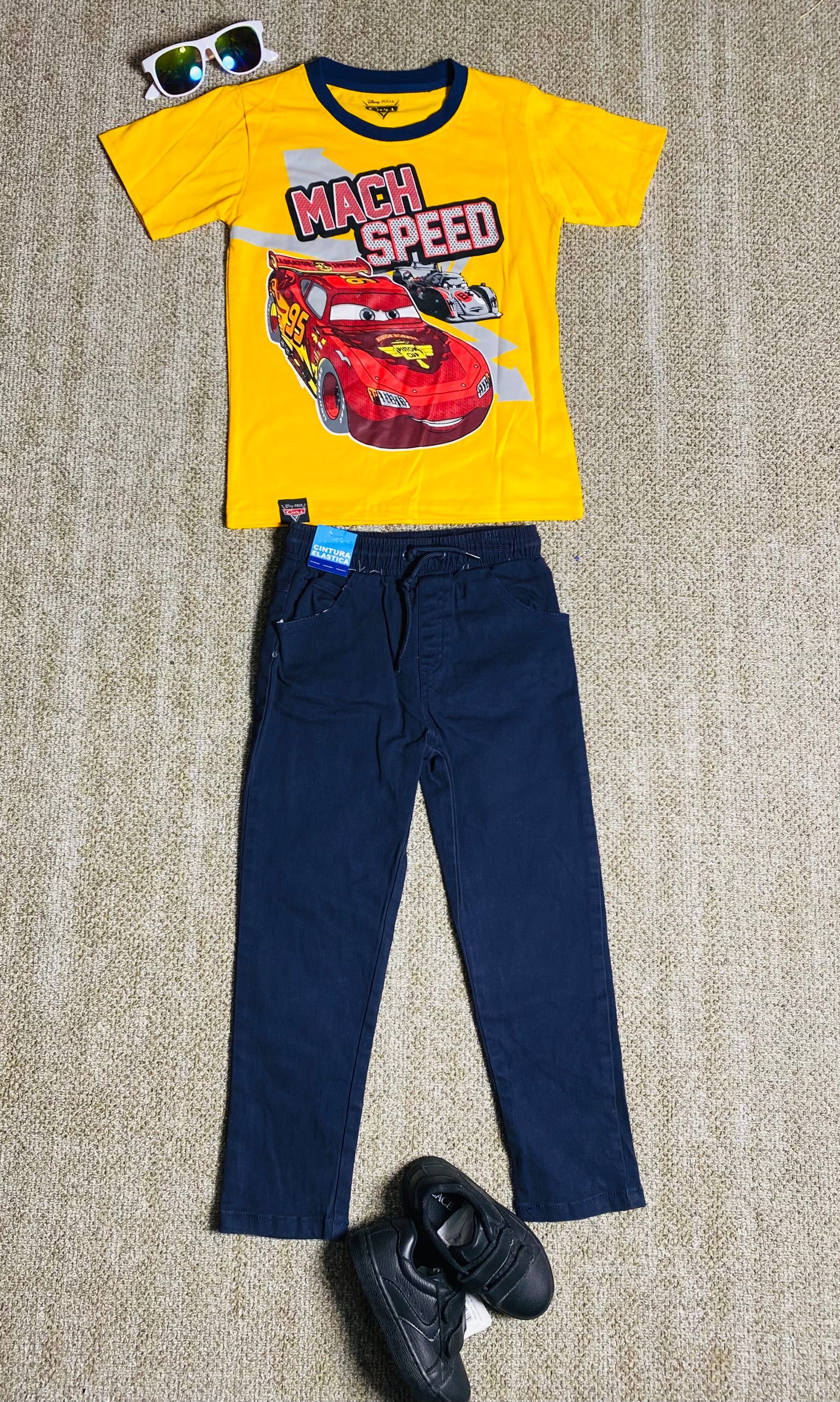 Set conjunto dos piezas cars camisa y pantalon 2 a 8 años A9-C3-184N 425385 amarilla