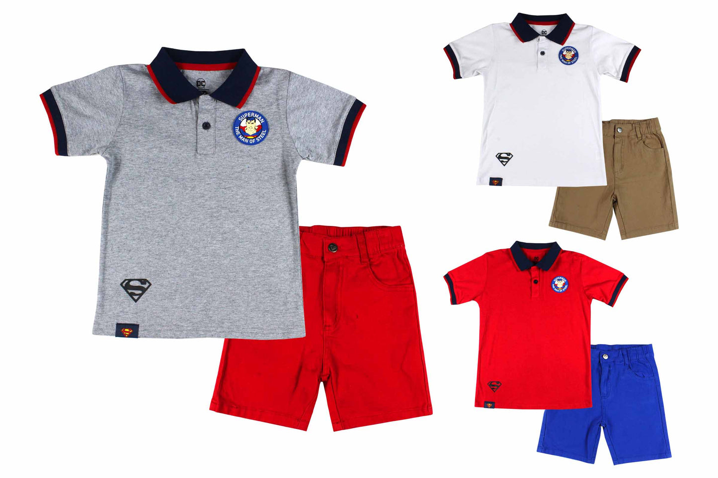 Set conjunto para niño Super Man 2-8 años camisa polo y short C9-SM-1072N 490445