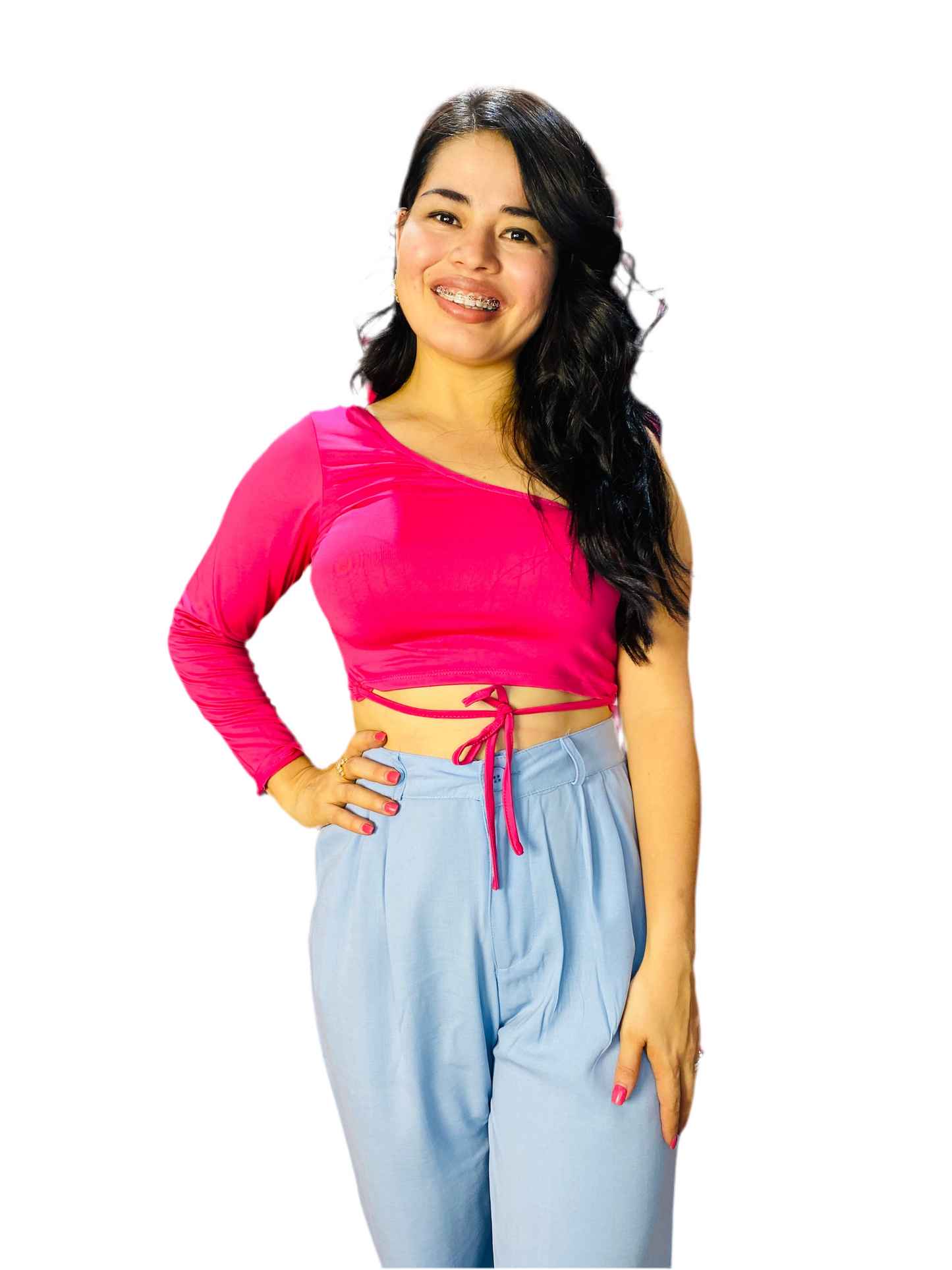 Camisa una manga larga mujer dama Intrigue INT1-670 fucsia 399299