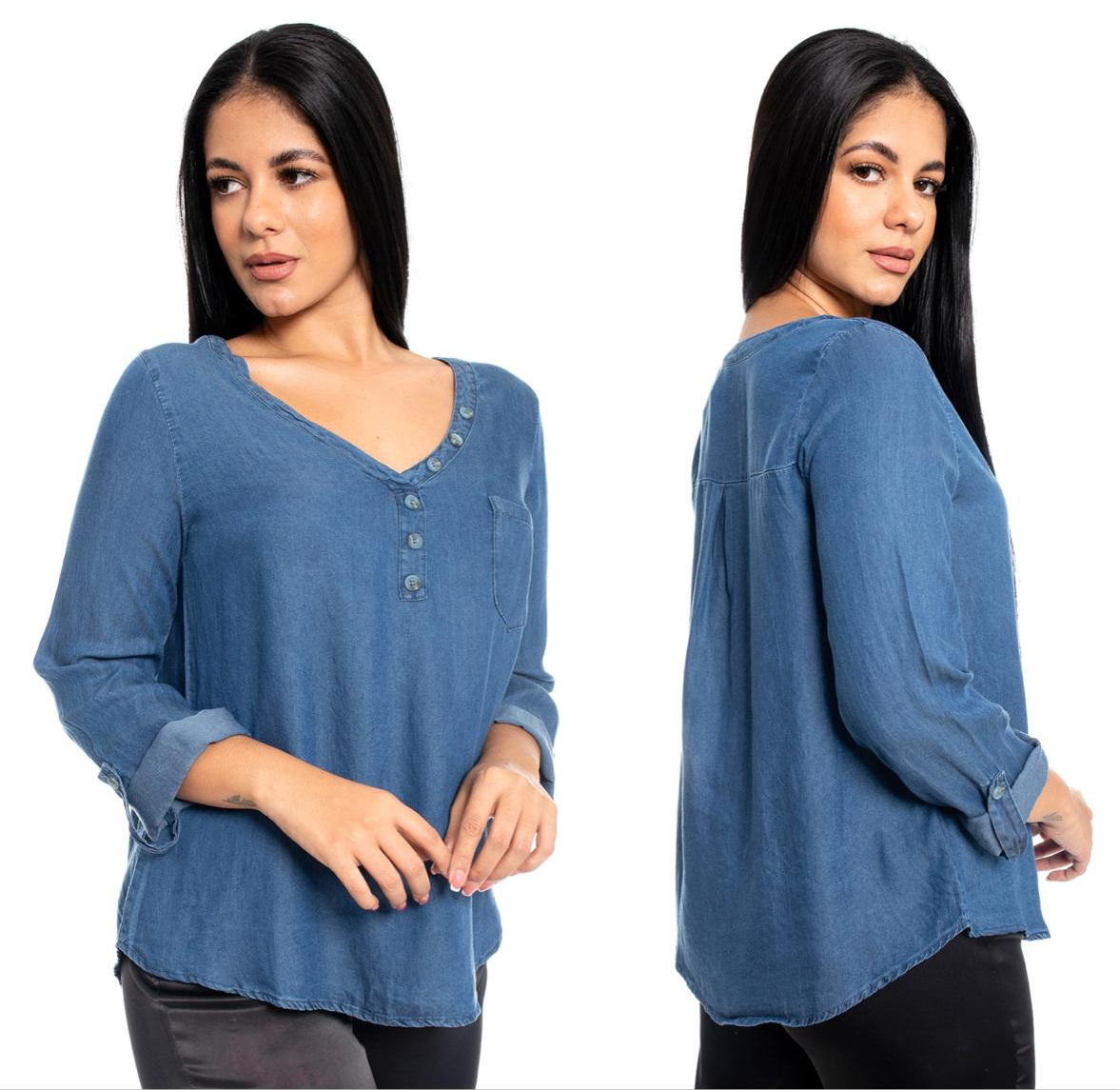 Camisa Jeans azul para dama mujer CTD1183-13 590445