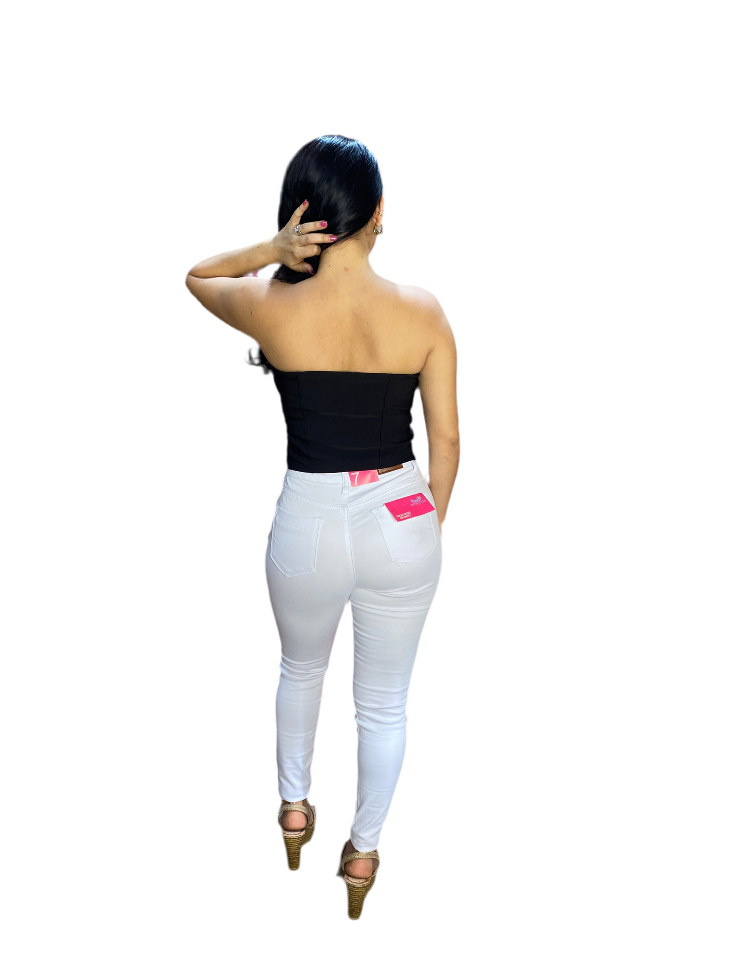 Jeans Pantalon tiro alto blanco Playboy PB11-1880 tallas 3-15 590430