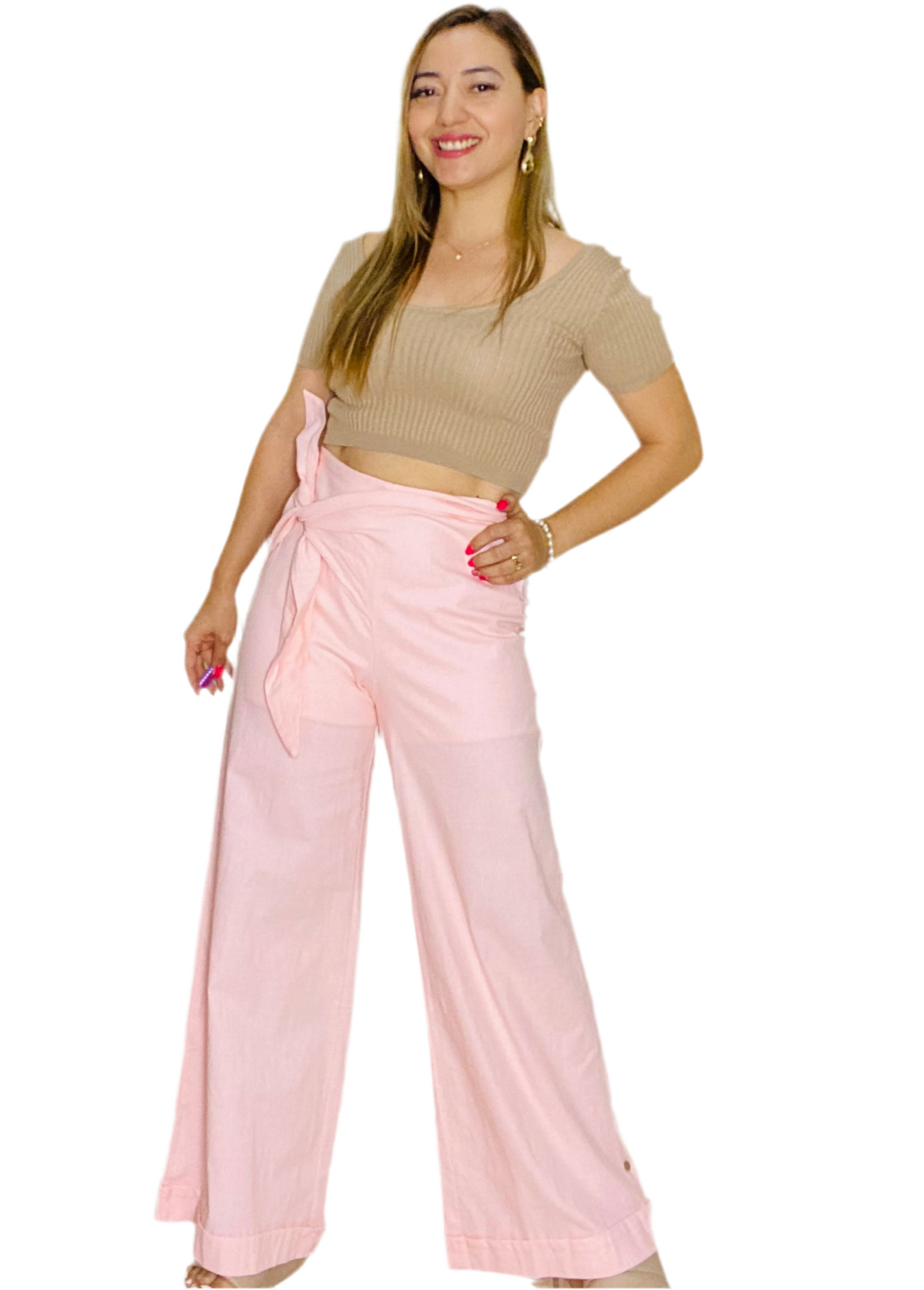 Pantalón tela formal dama rosa Tallas S M L XL Intrigue IN3-1774 590/350