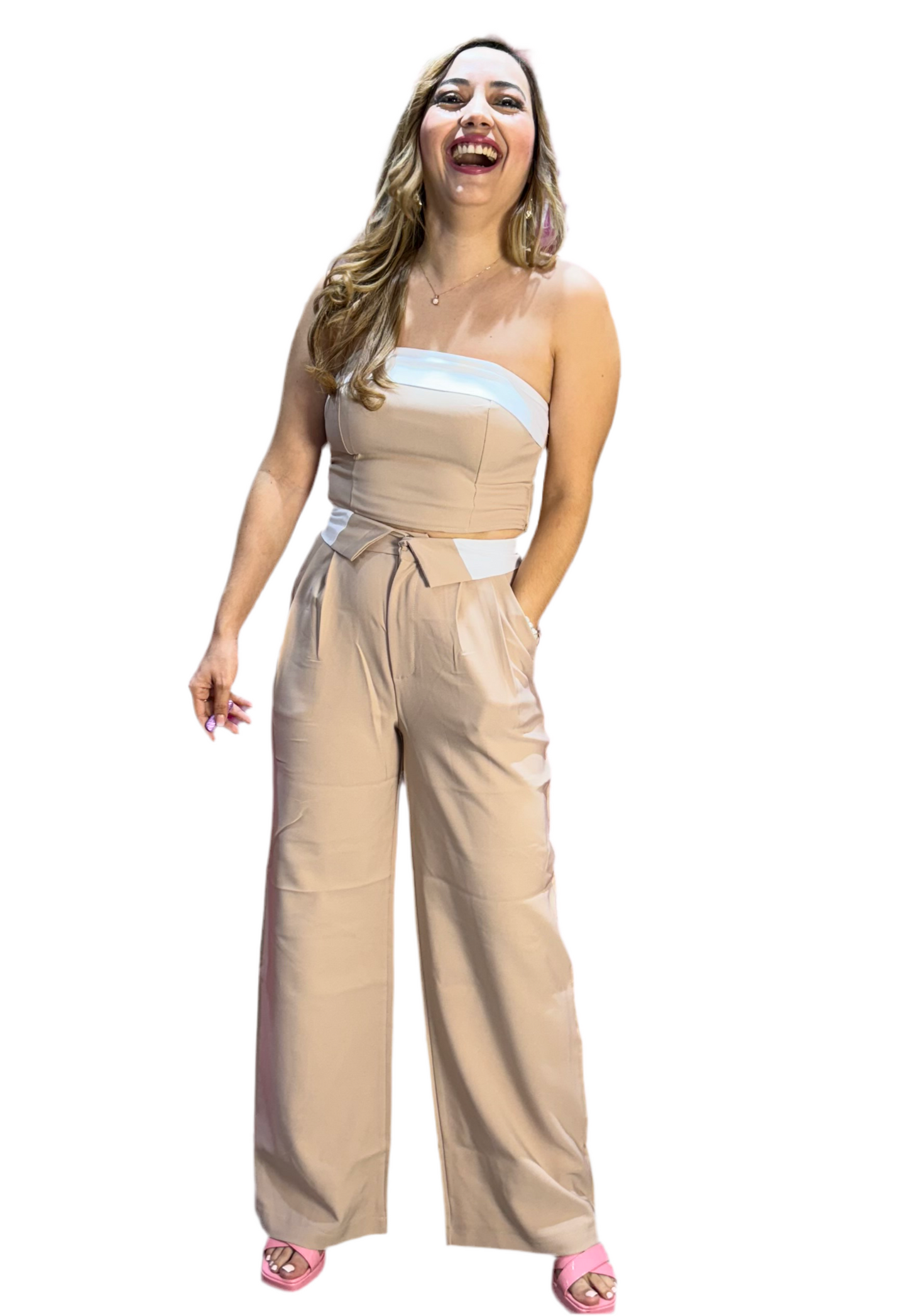 Set de dos piezas para dama mujer CSD1187-20 Beige 1090/575