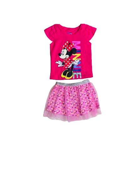 Set conjunto dos piezas para bebe niña minnie falda tutu y camisa 12m a 3T D9-MI-1199B 795399 fucsia