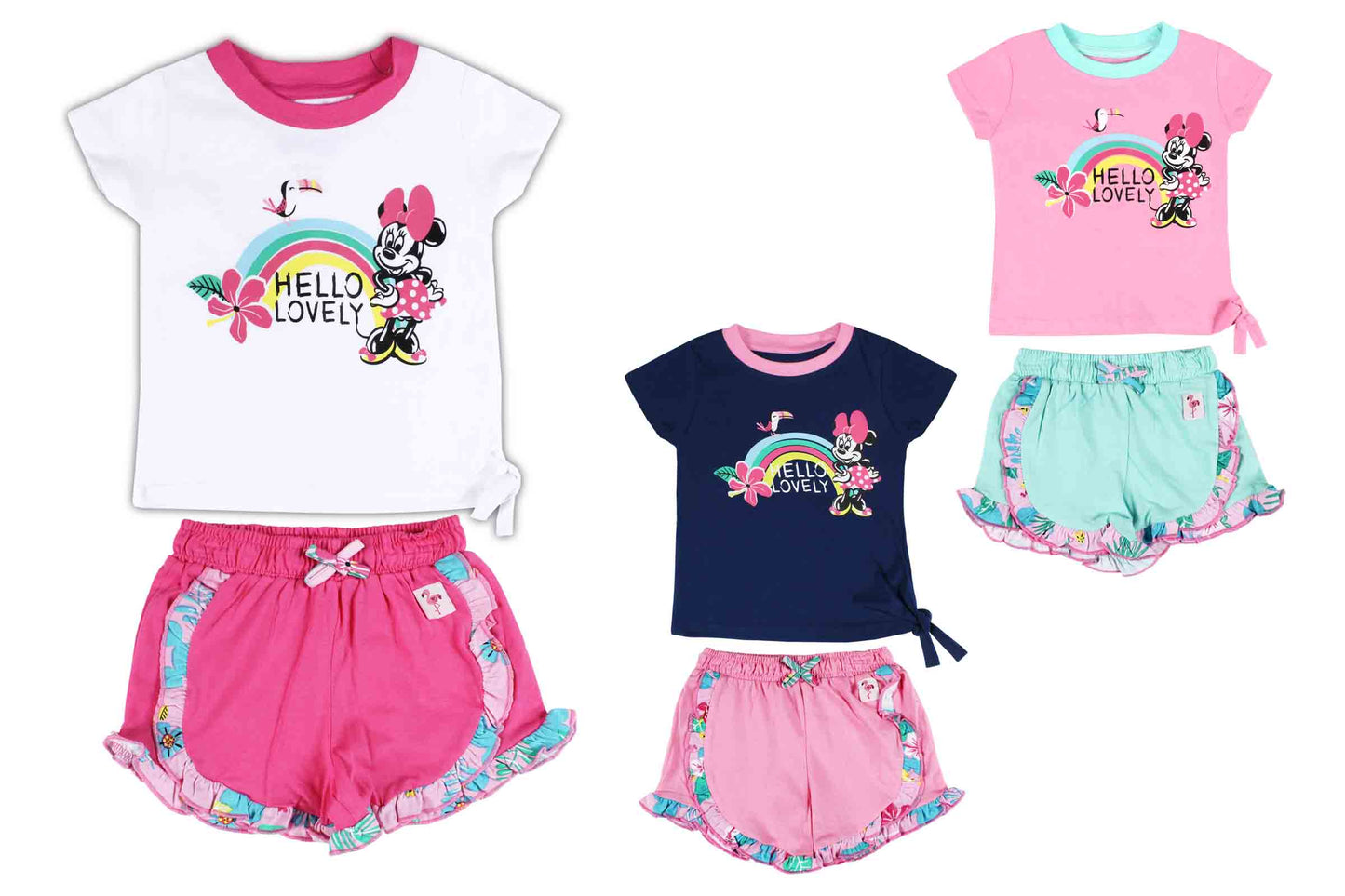 Conjunto dos piezas para bebe niña short camisa minnie 12m a 3T D9-MI-1164B 390330 rosado