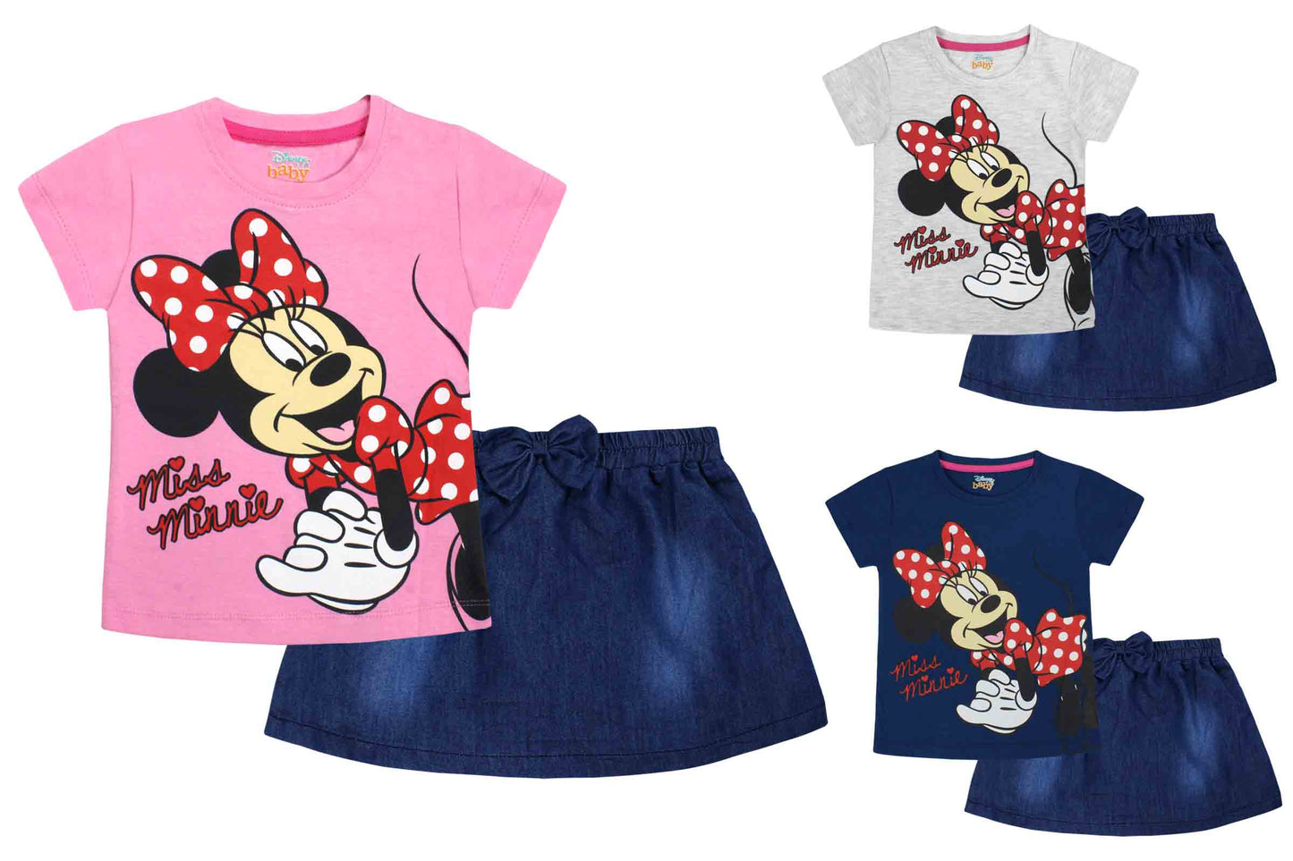 Set conjunto bebe niña minnie camisa y falda 12m a 3T D9-MI-1170B 299280 rosado