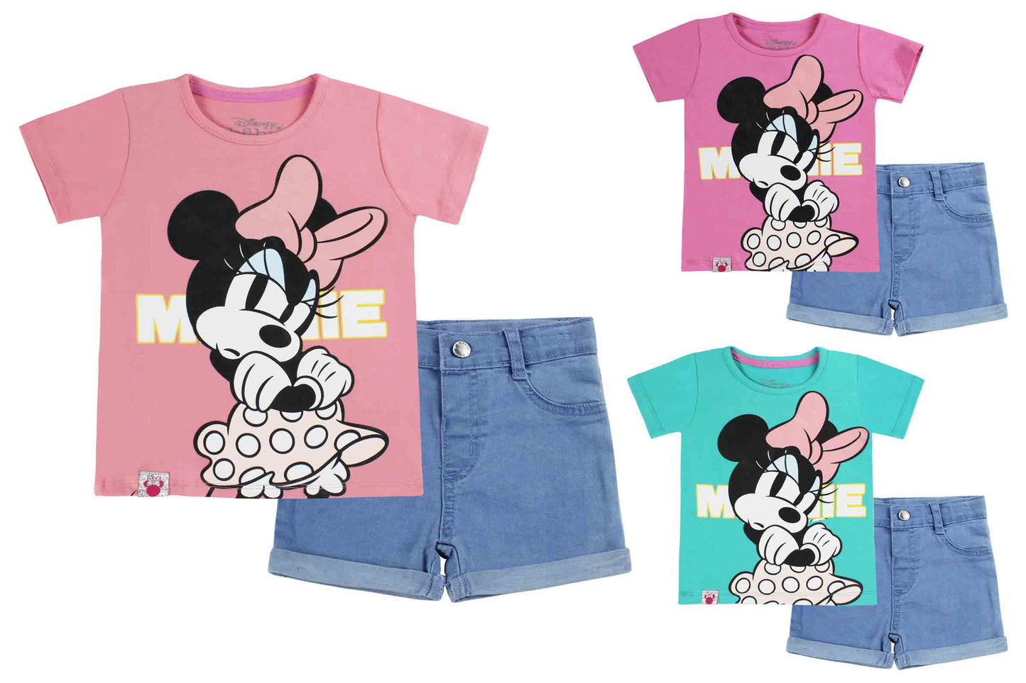 Set conjunto dos piezas para bebe niña minnie short jeans y camisa 12m a 3T D9-MI-1223B 445399 azul