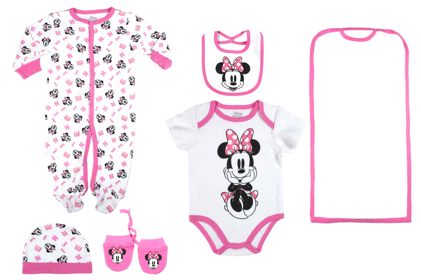 Set 5 piezas bebe niña regalo minnie disney 0 a 9 meses D9-MI-1247B 445375