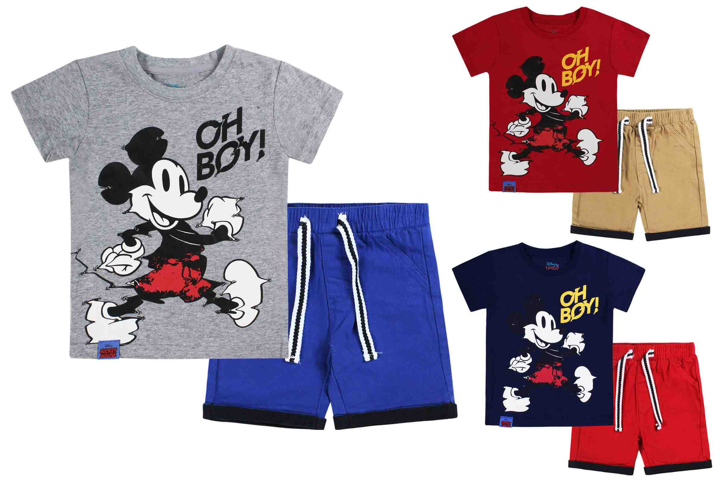 Set conjuntos dos piezas para bebé niño mickey short y camisa 12m a 3T D9-MK-1303B 690365 Rojo