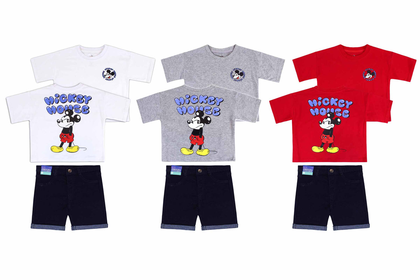Set conjuntos dos piezas para bebé niño mickey short y camisa 12m a 3T D9-MK-1334B 690345 rojo