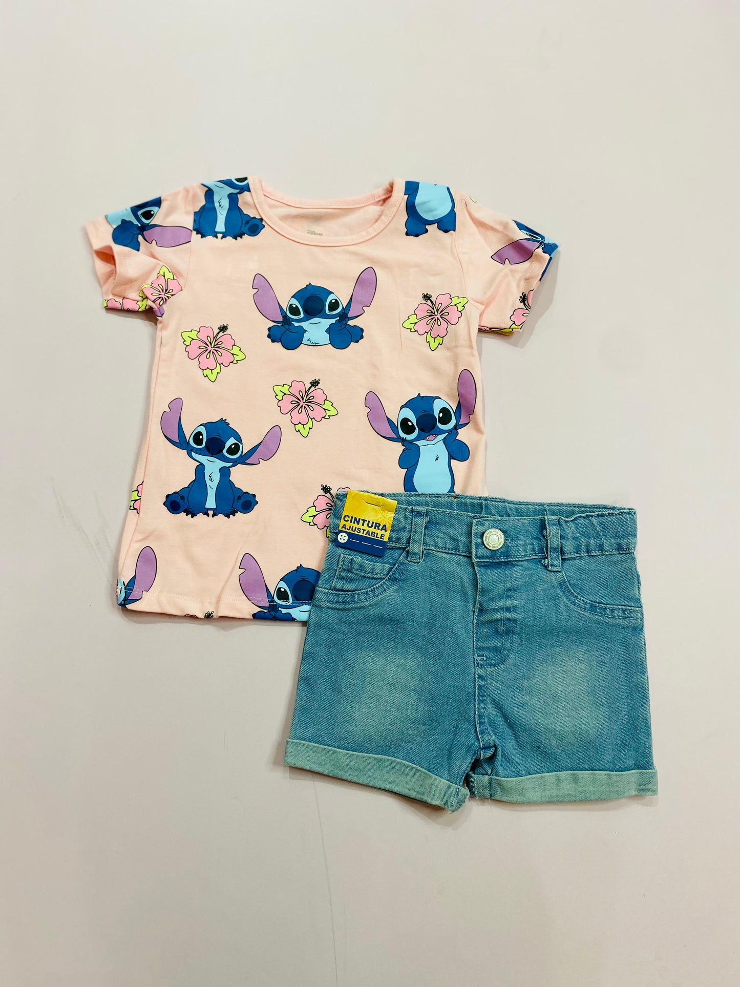 Conjunto short jean para bebé niña Stitch rosado D9-STI-178B 430315