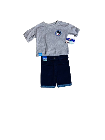 Set conjuntos dos piezas para bebé niño mickey short y camisa 12m a 3T D9-MK-1334B 690345 Gris