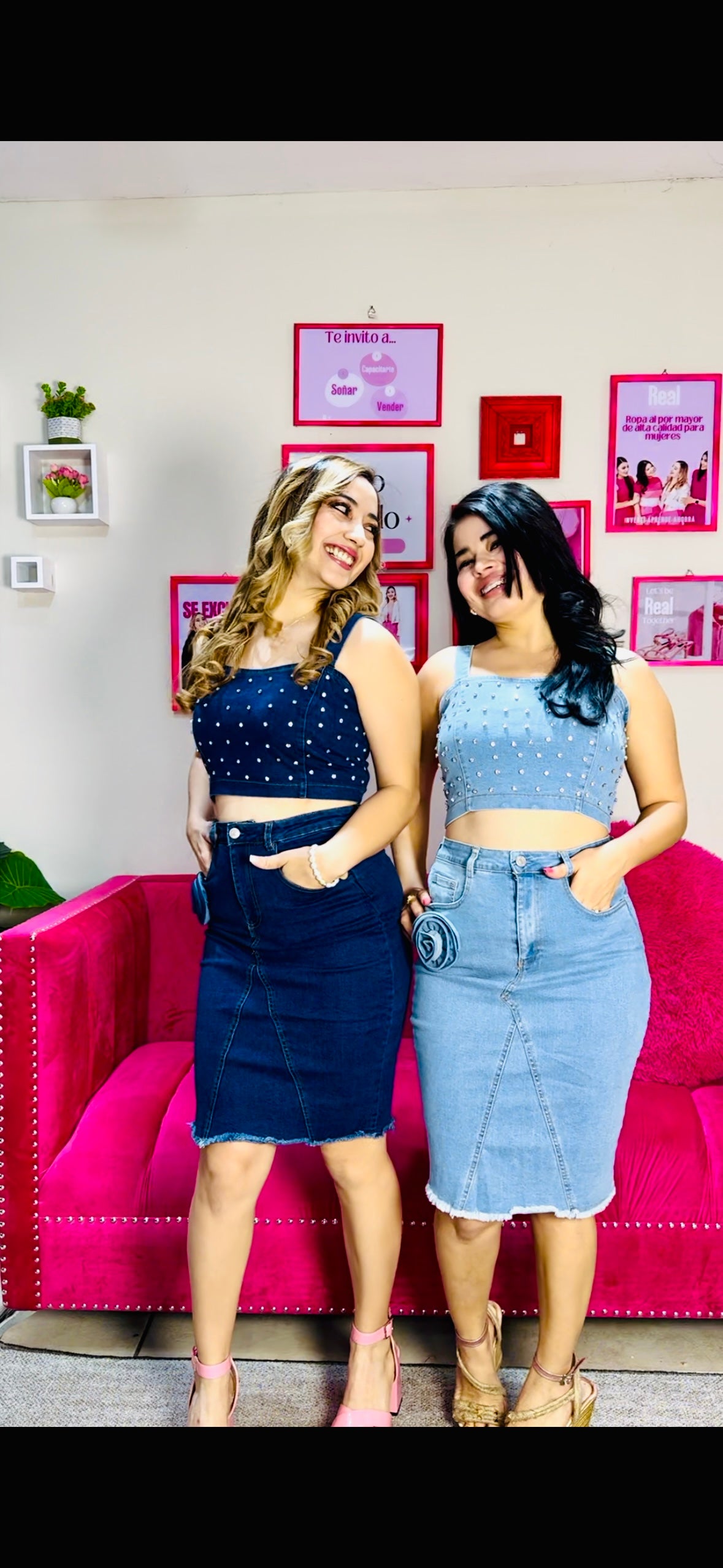 Set de dos piezas falda y top jeans para dama mujer Azul Claro CSD1192-22 1090/790