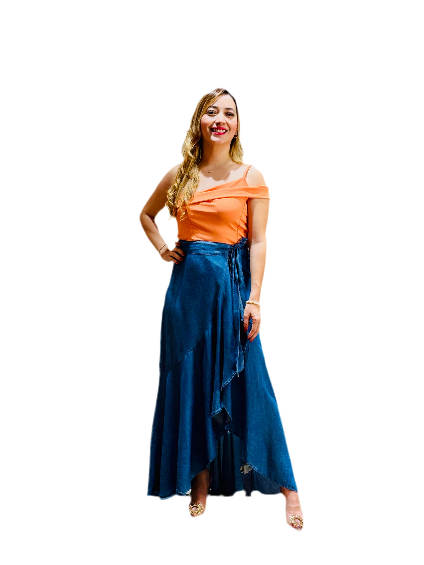 Falda Jeans Larga azul oscuro Dama CFD1183-21 690525