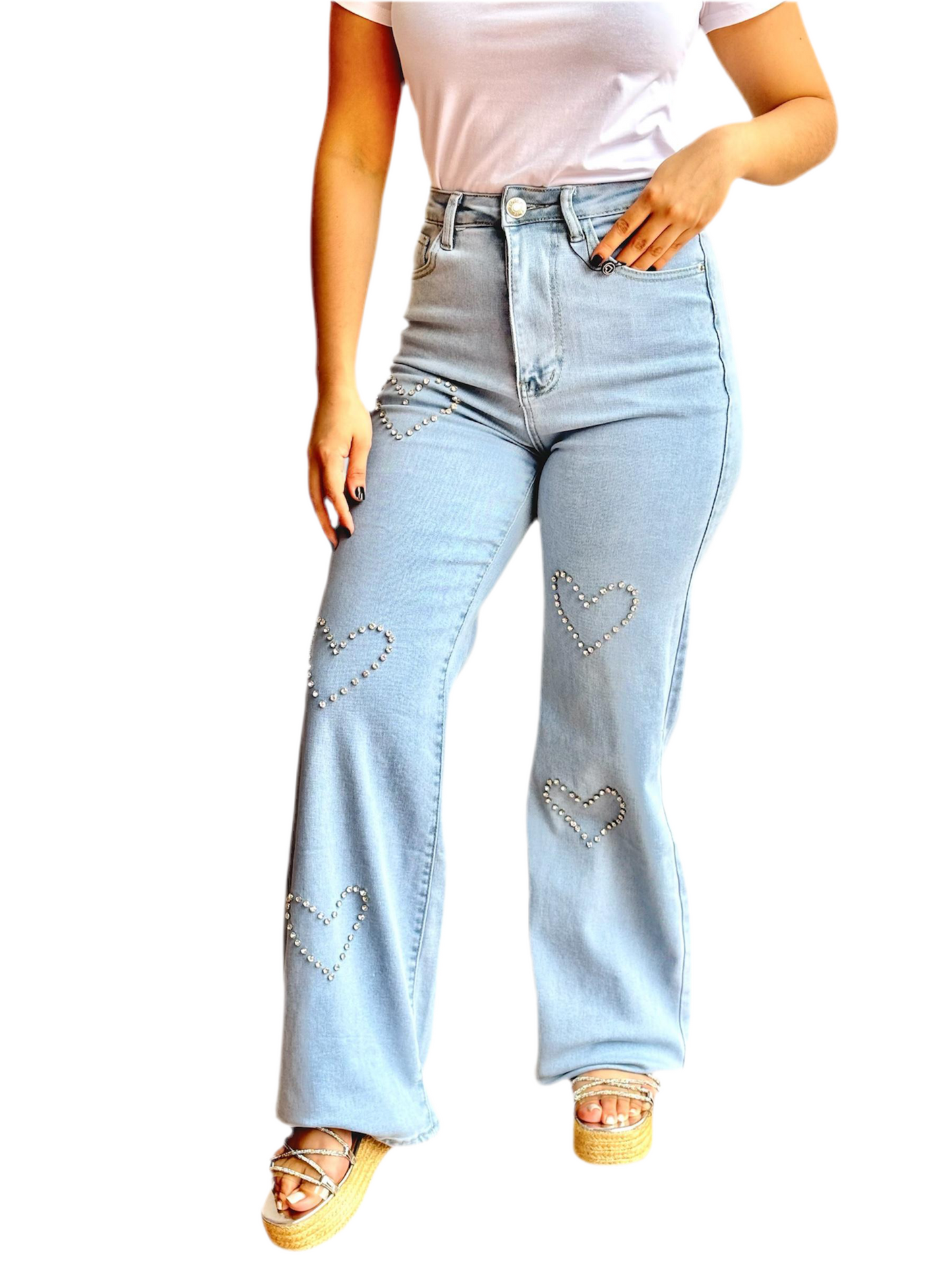 Jeans dama acampanado corazones WJ1238-8 900590
