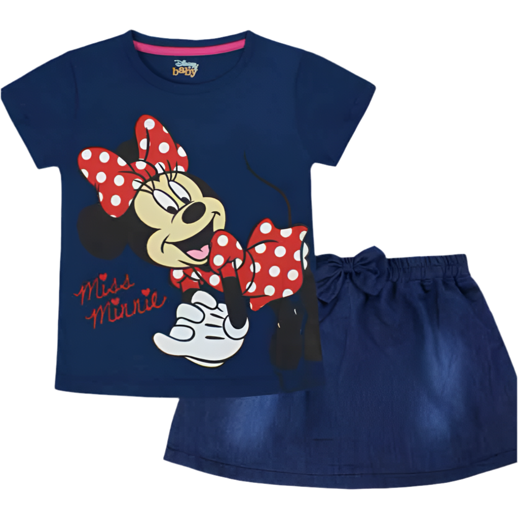 Set conjunto bebe niña minnie camisa y falda 12m a 3T D9-MI-1170B azul 590245