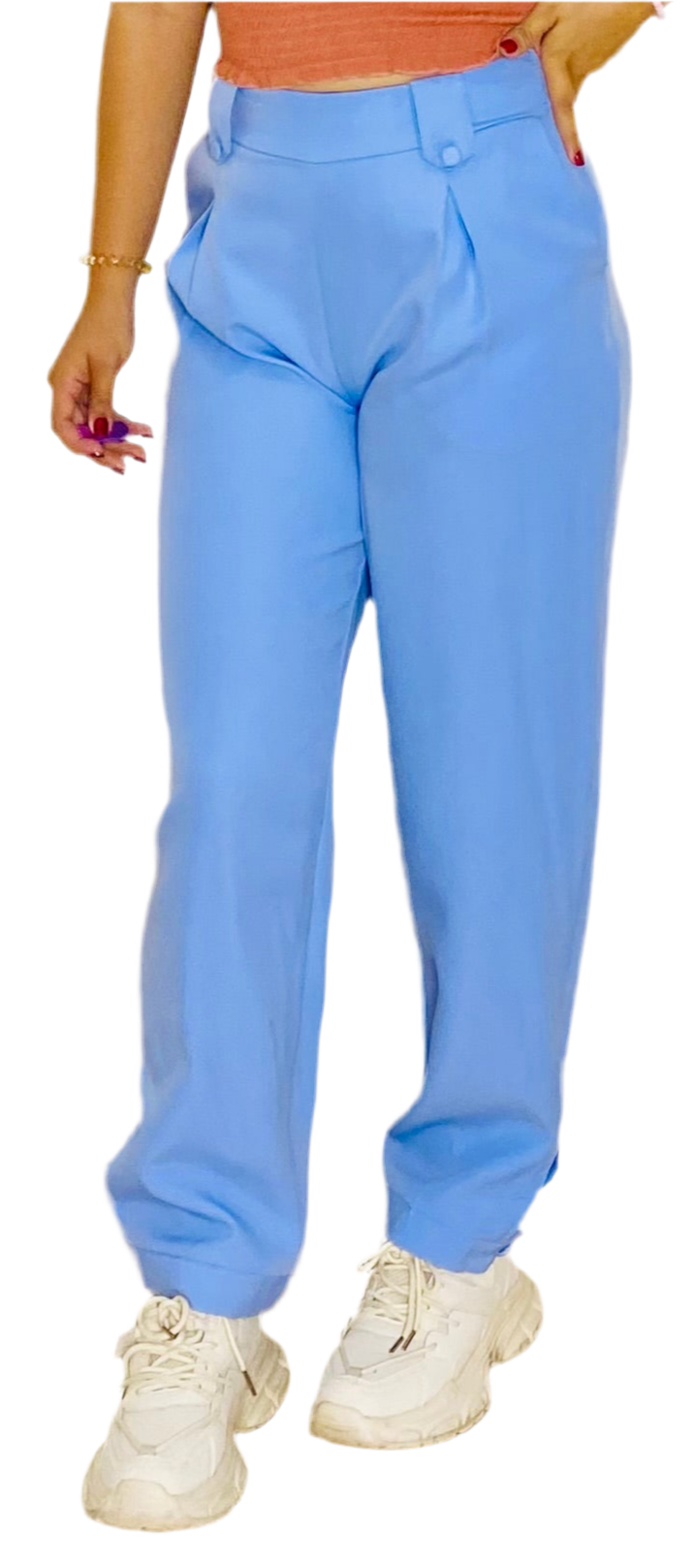 Pantalon tela tiro alto dama mujer azul M L XL Intrigue INT3-1737 590490