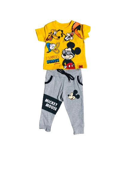 Set conjuntos dos piezas para bebé niño mickey short y camisa 12m a 3T 590365