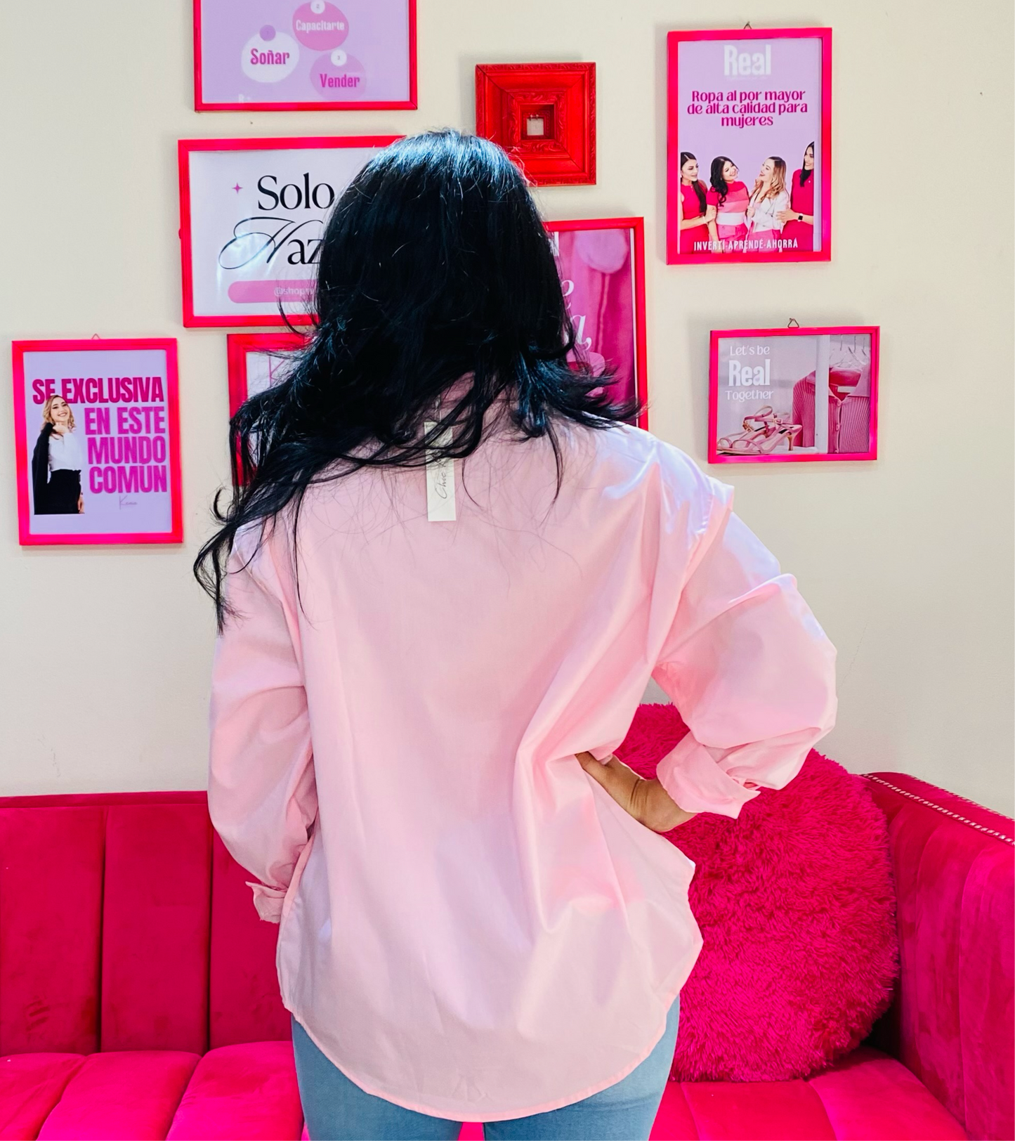 Camisa rosada Blusa Dama manga larga happy face smile CTD1198-6 590400