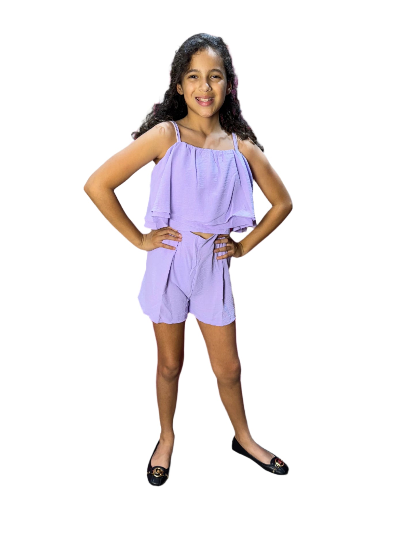 Conjunto set de dos piezas para niña Short y camisa de tirantes Morado CSG1208-6 590350