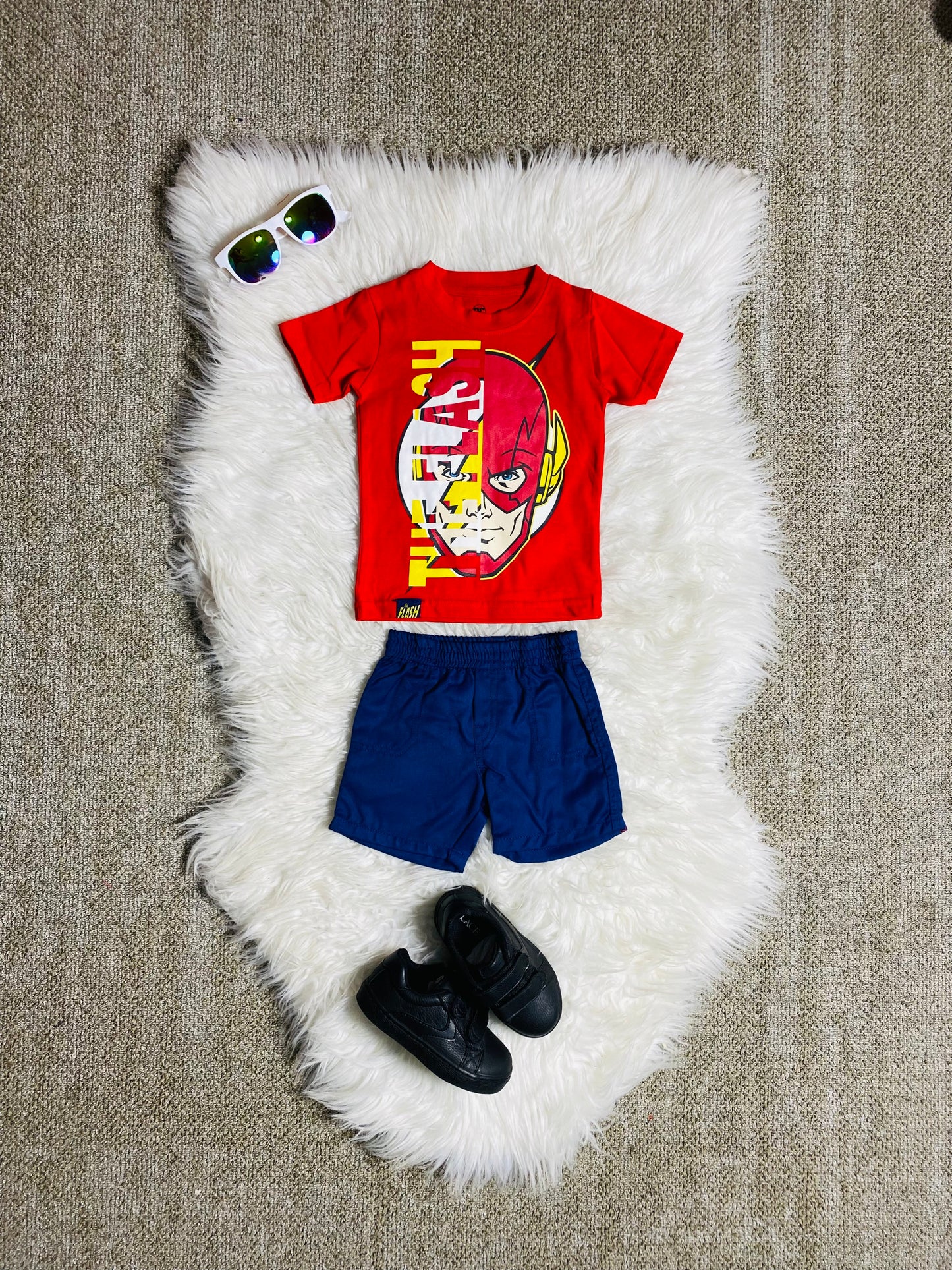 Set conjunto dos piezas para bebe niño Flash short y camisa 12m a 3T C9-FL-1021N 590245 rojo