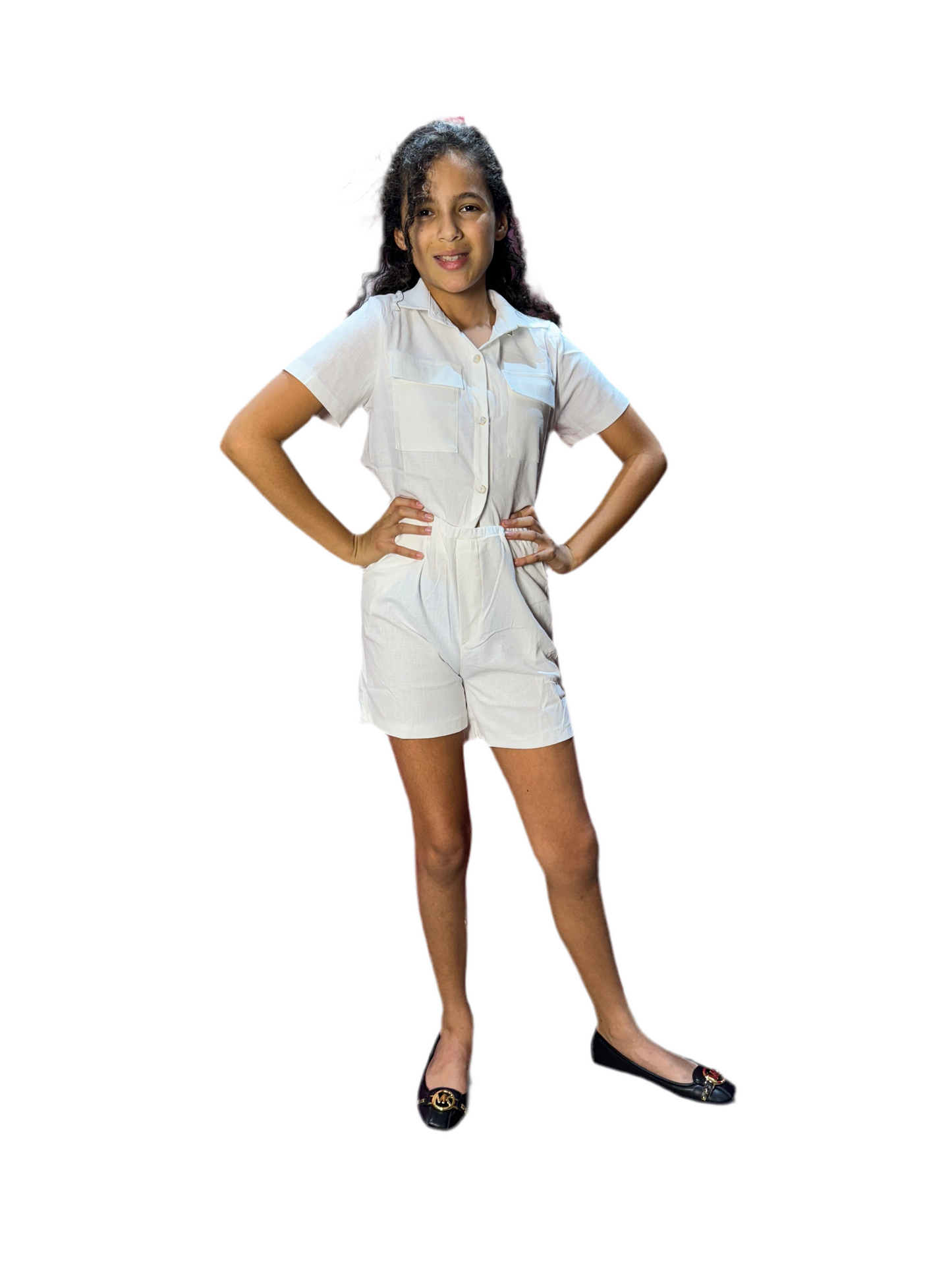 Conjunto para niña short y camisa de coello Blanco CGS1208-18 690445