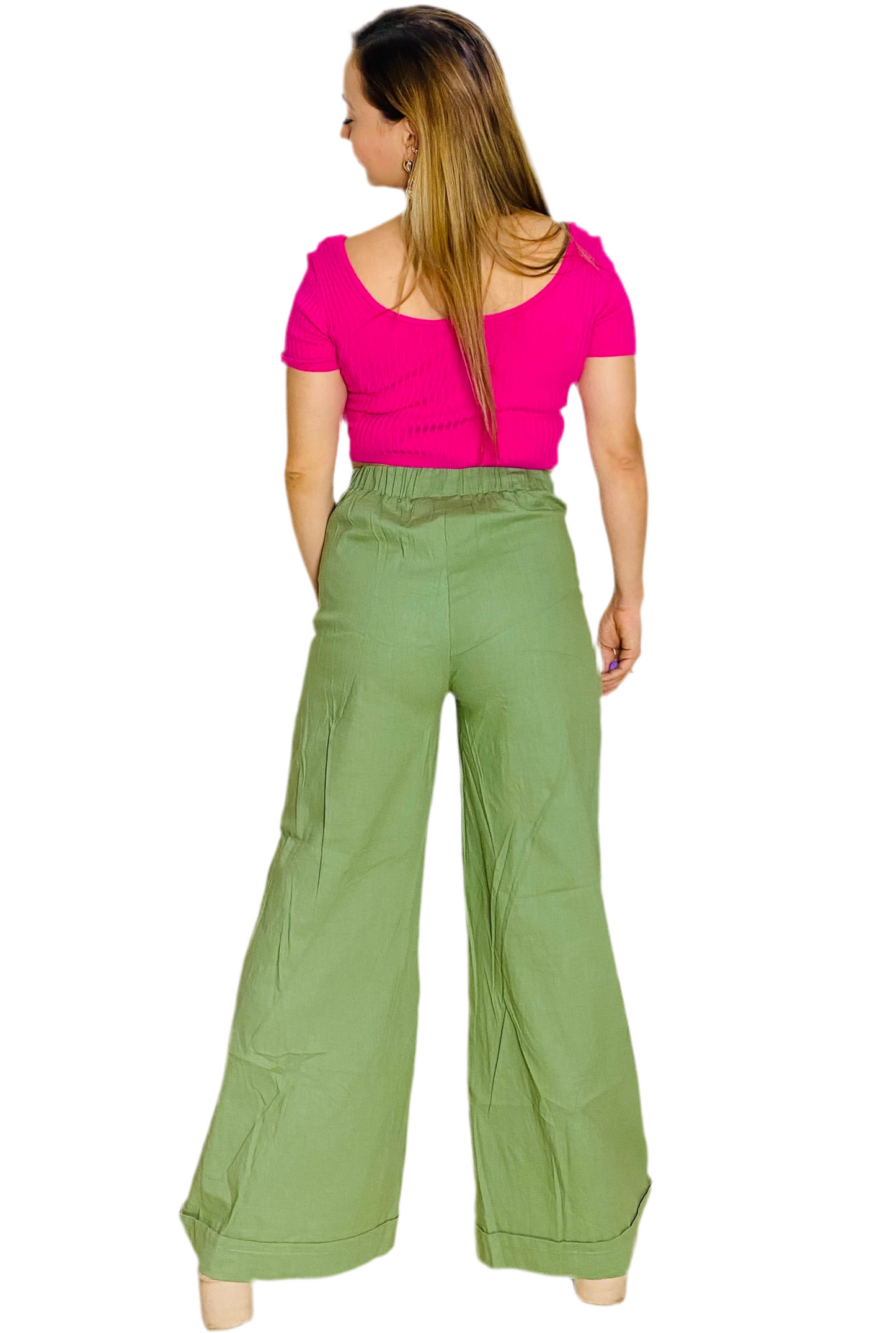 Pantalón tela formal dama Verde Azul Claro Salmon Tallas S M L XL IN3-1774 590390