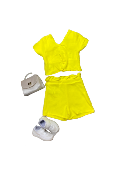 Conjunto set de dos piezas para niña Short y Camisa CSG1117-13 390325 amarilla