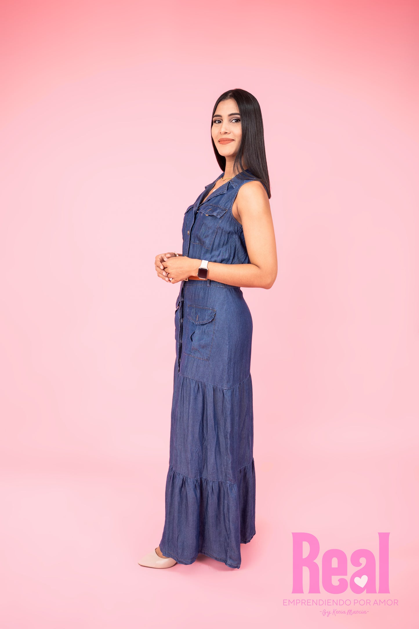 Vestido para dama jeans con faja denim mujer CVD1183-20 790645