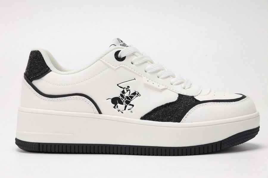 Tenis blanco negro Polo adulto mujer o niña grande STACY-WHBL-W5-B 965740