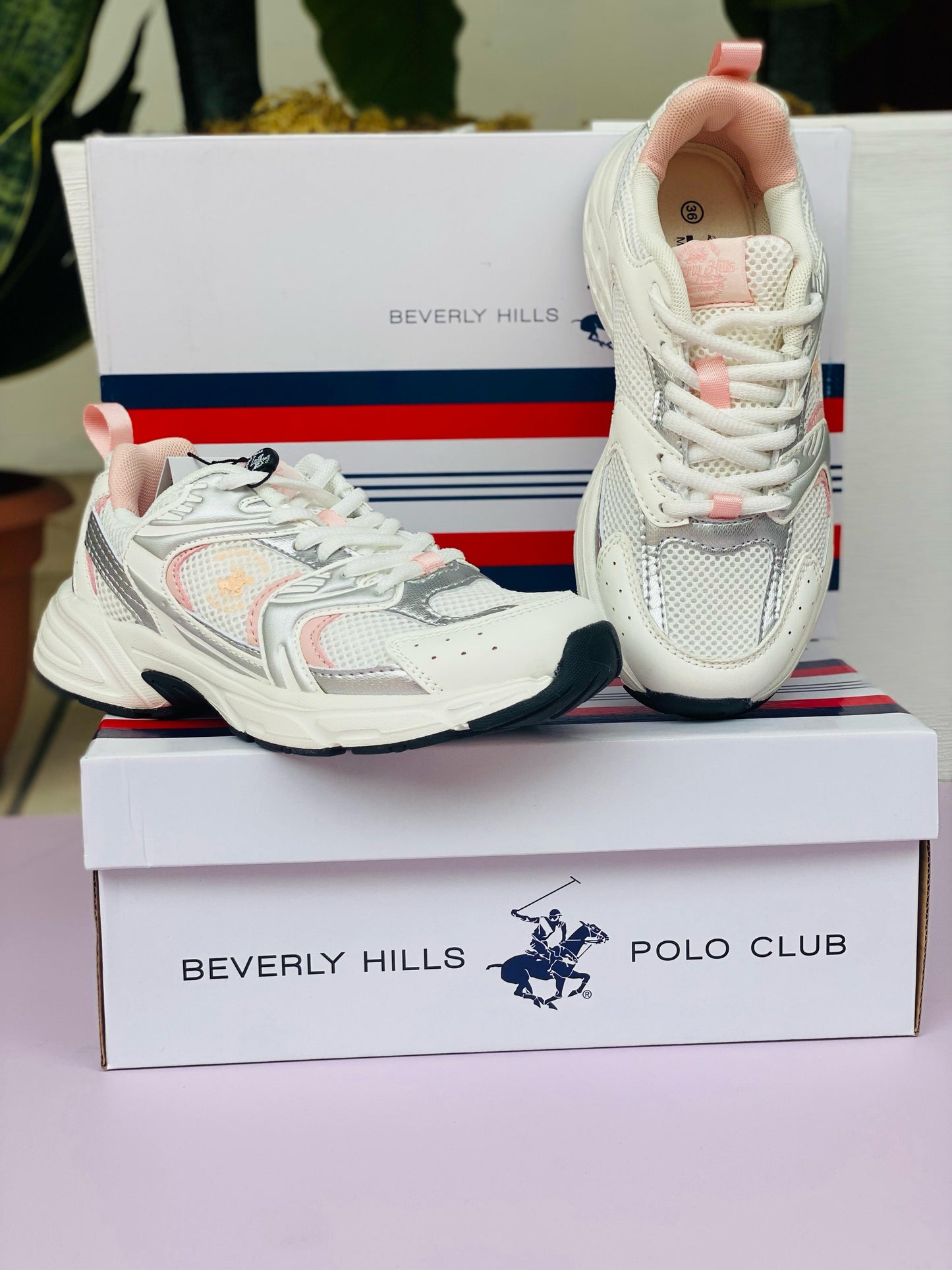 Tenis blancos rosado Polo adulto mujer o niña grande JENNY-WHPK-W5-B 965740