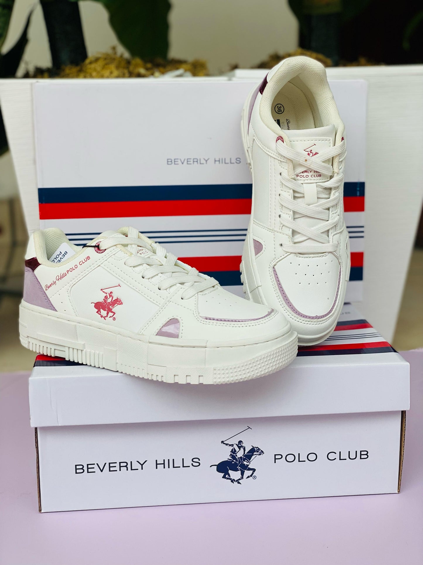 Tenis blancos morado Polo adulto mujer o niña grande ALIA-WHPP-W4-B 1045865