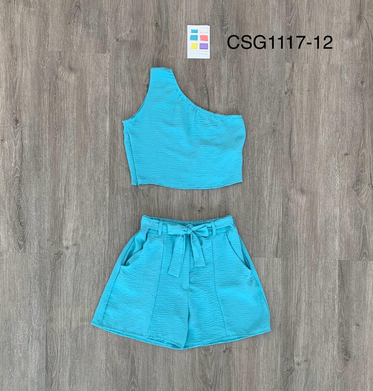 Conjunto set dos piezas para niña short y camisa CSG1117-12 590350 azul