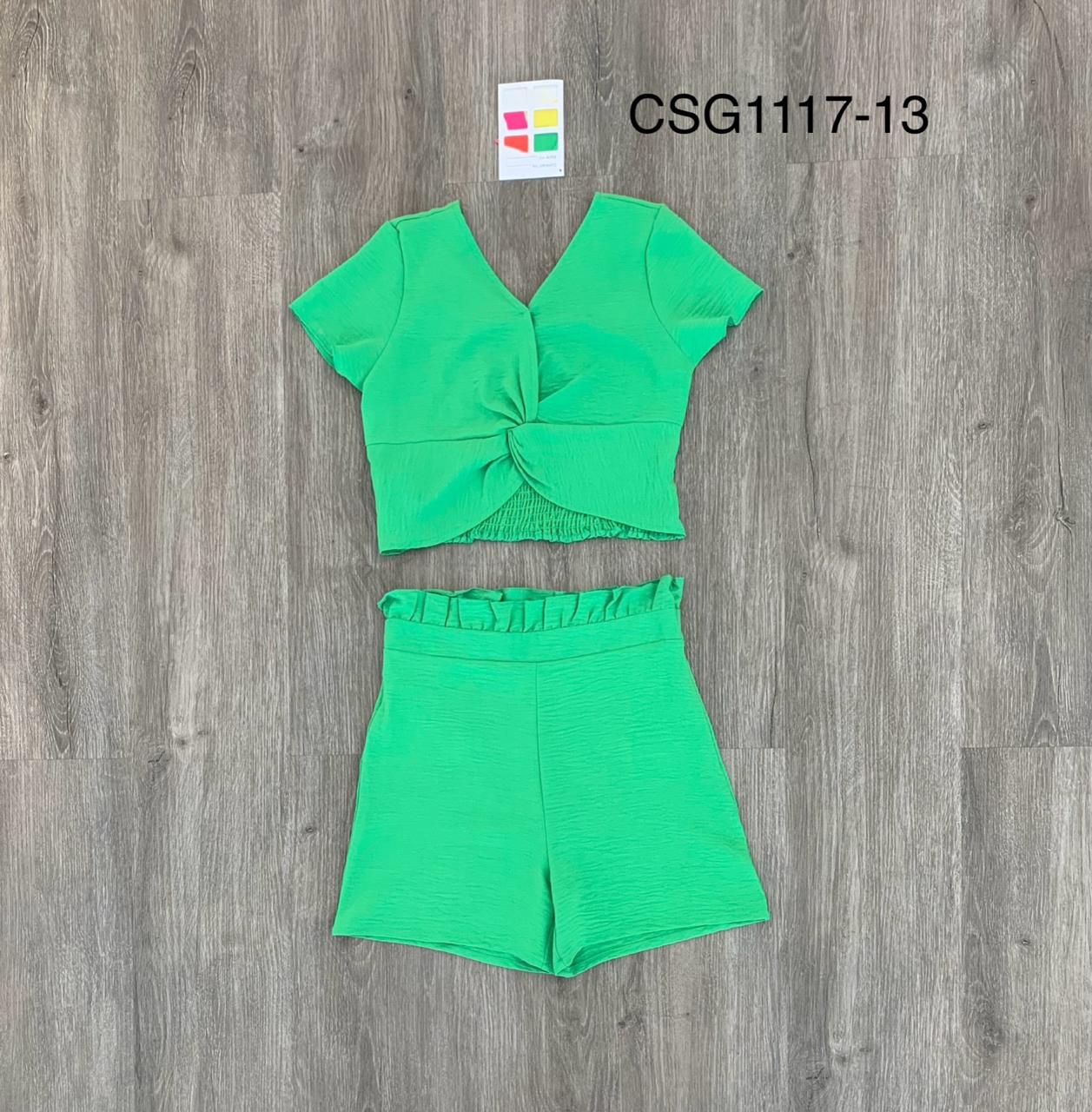 Conjunto set de dos piezas para niña Short y Camisa CSG1117-13 390325 verde
