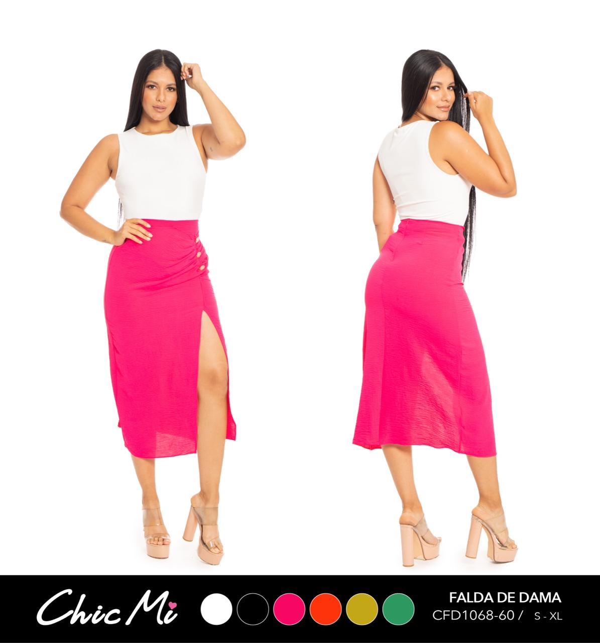 Falda para dama traslapada mostaza CFD1068-60 590315