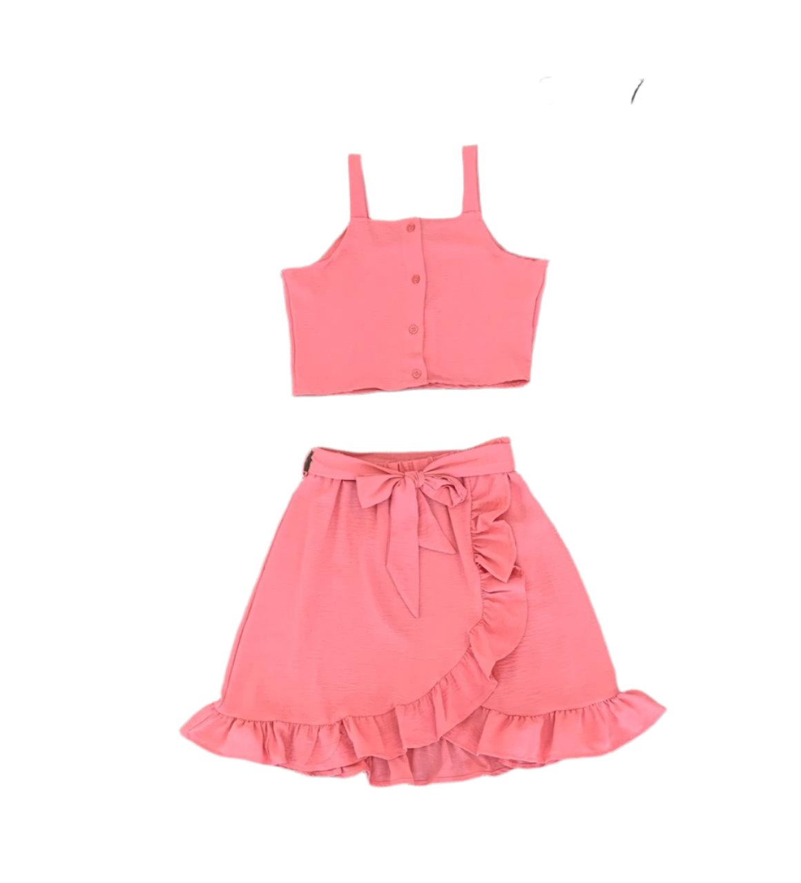 Conjunto set de dos piezas para niña falda y camisa salmón CSG1117-15 550390