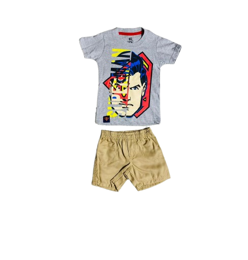 Set conjunto dos piezas para bebe niño super man short y camisa 12m a 3T C9-SM-1026N 299280 Gris