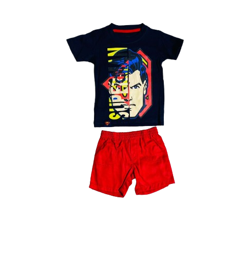 Set conjunto dos piezas para bebe niño super man short y camisa 12m a 3T C9-SM-1026N 690245 Negra