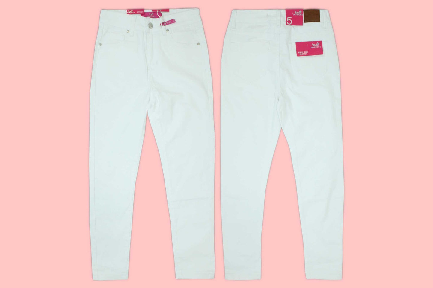 Jeans Pantalon blanco dama tiro alto tallas 3 al 15 Intrigue IN2-1868