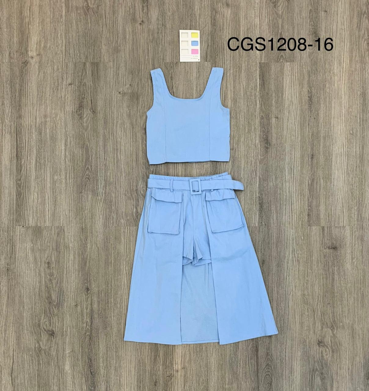 Set dos piezas para niña short camisa azul CSG1208-16 690445