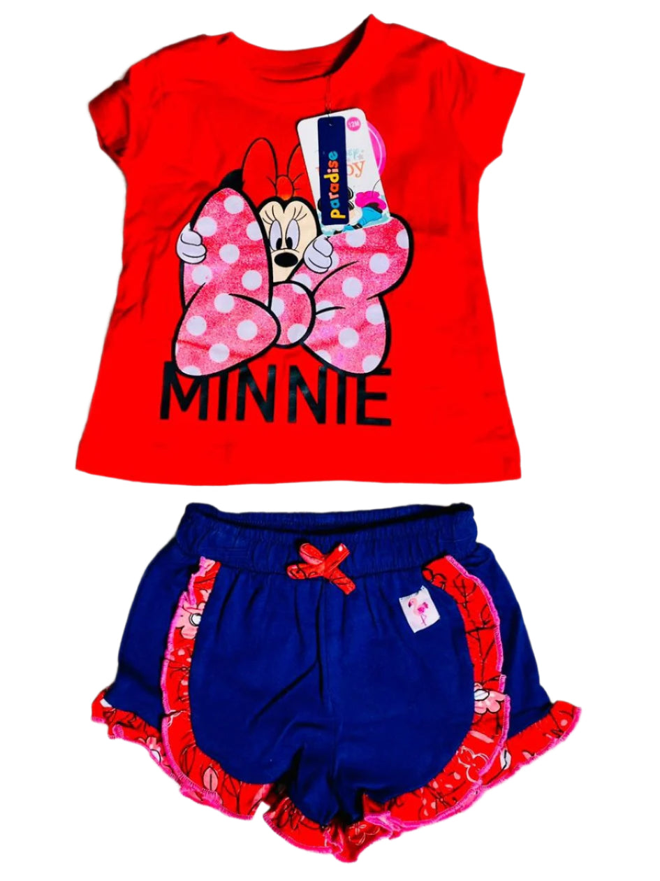 Set conjunto dos piezas minnie 12m a 3T rojo azul D9-MI-1166B 445285