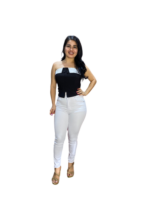 Jeans Pantalon tiro alto blanco PB11-1880 tallas 3-15