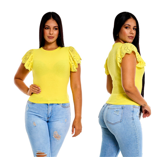 Camisa Blusa Dama negra amarilla fucisa naranja cafe azul CTD1170-5