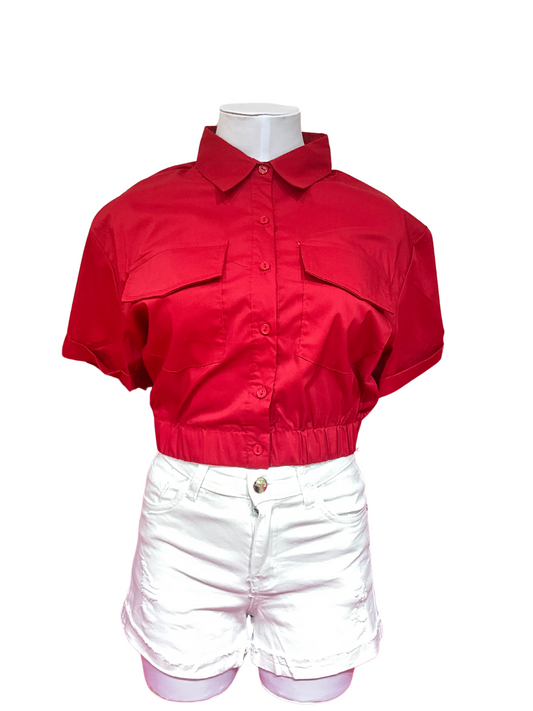 Camisa blusa dama coello bolsas rojo Z1-1377-A