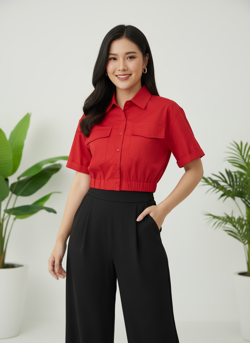 Camisa blusa dama coello bolsas rojo Z1-1377-A 390275