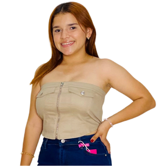 Camisa blusa dama blanca beige jeans CTD1166-9 445345