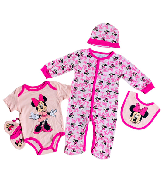 Set 5 piezas bebe niña regalo minnie disney 0 a 9 meses D9-MI-1248B  445345